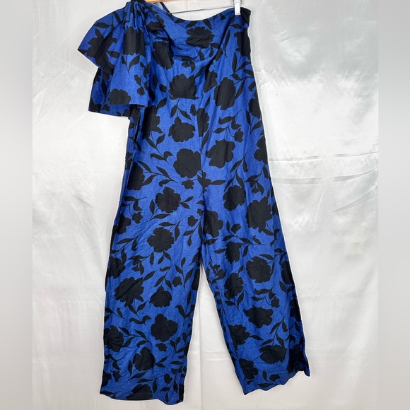 Kate Spade Cobalt Blue Floral Wide-Leg Pants with Pockets, Size 12,14 and 17J, 8 - Picture 3 of 7